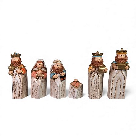 Presepio de Natal Poliresina 6 Figuras 8cm Decoracao Natalina Premium
