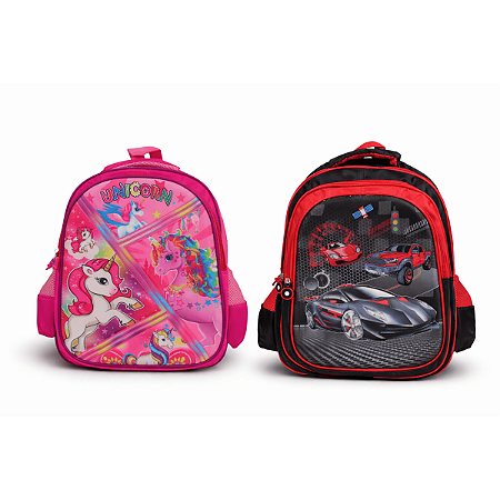 Mochila Infantil Escolar Desenho 3D Confortável Resistente 37x30cm