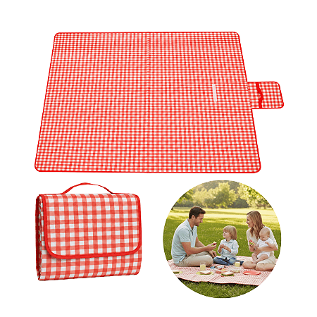 Tapete Piquenique 178x148cm Portatil Impermeavel Dobravel Praia Jardim Xadrez Vichy