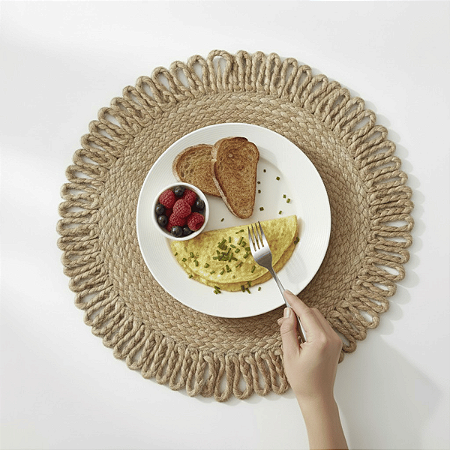 Lugar Americano 38cm Redondo Corda Rustico Boho Mesa Posta Decoracao