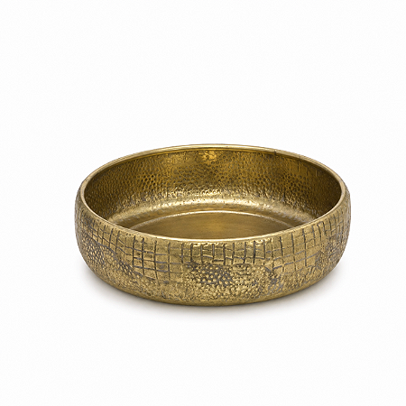 Centro de Mesa Decorativo Redondo 34cm Metal Dourado Decoracao Luxo