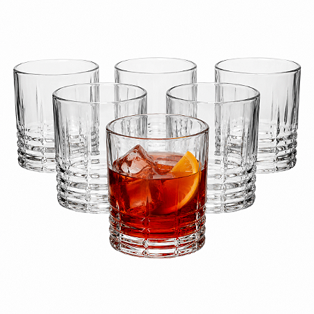 Kit 6 Copo Vidro Transparente 320ml Whisky Negroni Fitzgerald On The Rocks Design Clássico