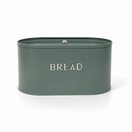 Porta Mantimento Pão Bread Aço Galvanizado 33x15cm Verde Escuro Design Premium