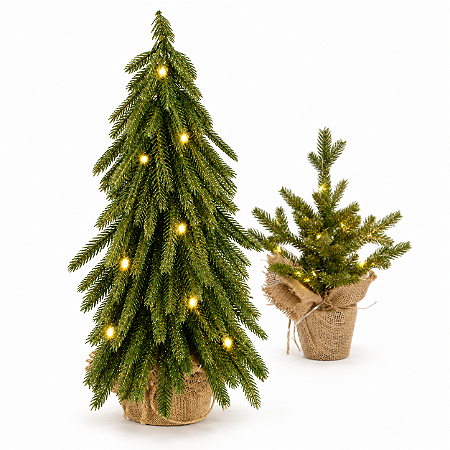Mini Árvore de Natal Pinheiro Com Luzes LED Decoracao Nórdica 34cm Verde