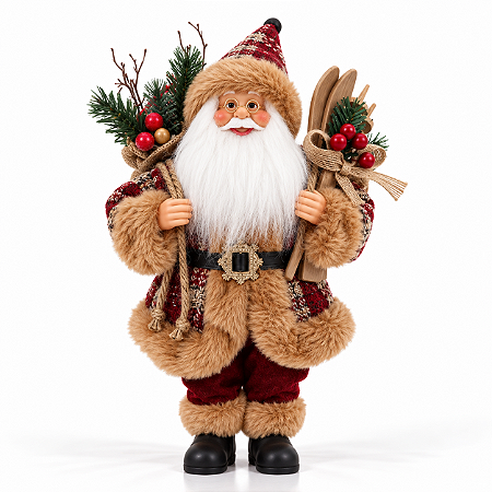Papai Noel Boneco Decorativo Tweed Enfeite de Natal Decoracao Premium Casa