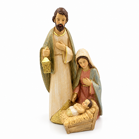 Sagrada Família 18 cm Presépio Natal Resina Imagem Religiosa Enfeite Decoração