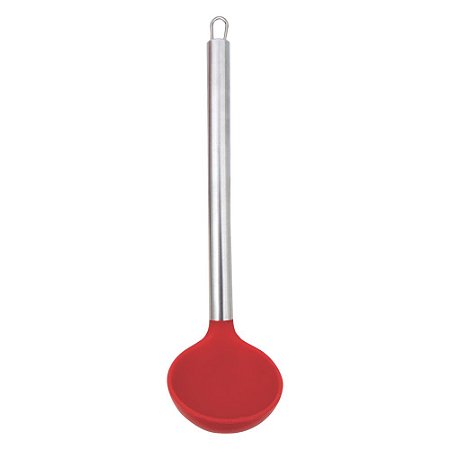 Concha  Silicone  30 X 8,5 Cm Cabo Inox Vermelho Nao Enferruja  Indispensavel Cozinha