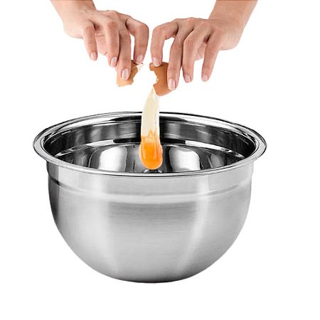 Tigela Bowl Aço Inox 28cm Fundo Multiuso Profissional Cozinha Completa Chef Gourmet KeHome
