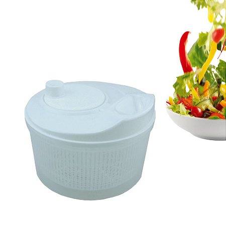 Secador de Salada Centrifuga Seca Folhas Fackelmann 4 Litros à Manivela Branco Utensilio Cozinha