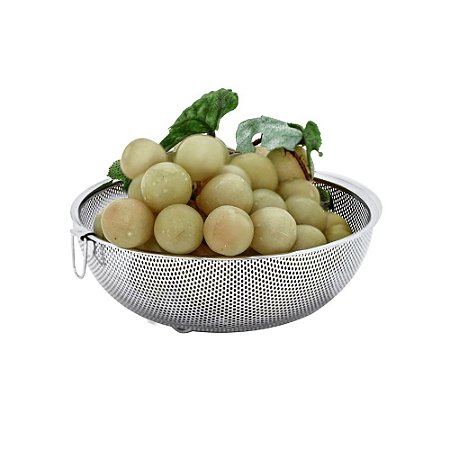 Escorredor de Macarrão em Aço Inox Multiuso 22 x 8 cm Arroz Legumes Massas Vegetais Cozinha