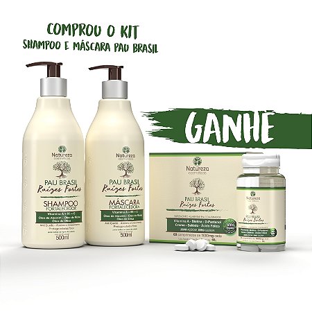 Home Care Pau Brasil 500ml (Shampoo e Máscara) - Ganhe Comprimido Suplemento Alimentar