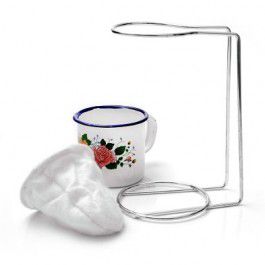 Mini suporte com coador de café invidual + caneca esmaltada Branca Nº 6 - Kit com 10 unidades