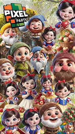 Kit Digital Branca de neve cute 3D