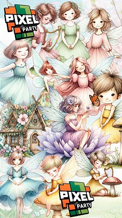 Kit Digital Fadas aquarela