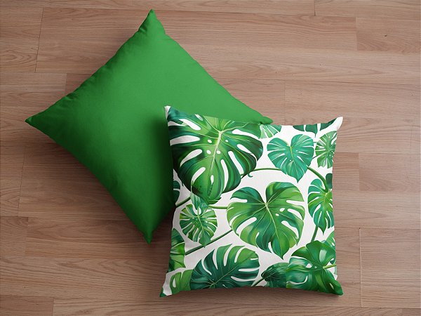 Kit duas Capas Folhagem tropical 45x45cm