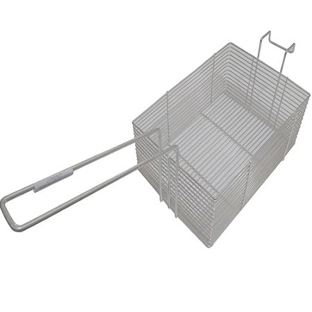 Peneira Cesto Fritura Fritadeira Retangular Arame 24x17x10cm