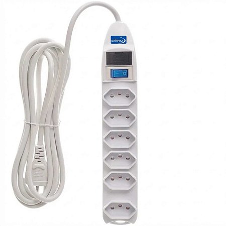 Extensão Elétrica Régua 6 Tomada Filtro Linha Fusível Bivolt