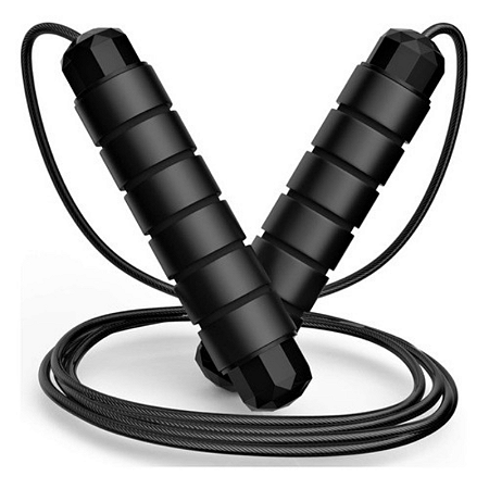 Corda D Pular Crossfit Speed Rope Rolamento Cabo De Aço 2,7m preto