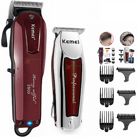 Combo Maquina Corte Profissional Kemei 2600 +acabamento 9163