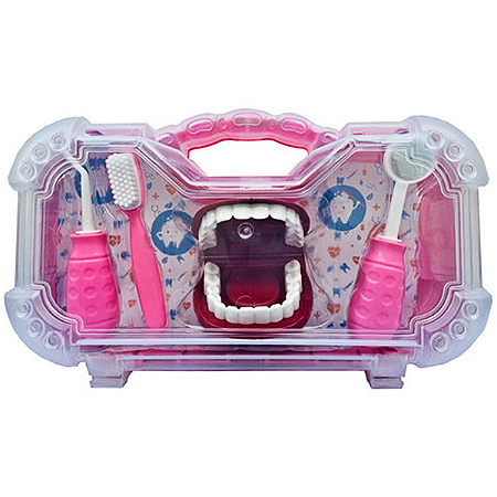Brinquedo Maleta Dentista Rosa Com Acessorios 4 Pecas