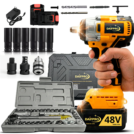 Parafusadeira Chave De Impacto Daifpro Conjunto Chave 40pc