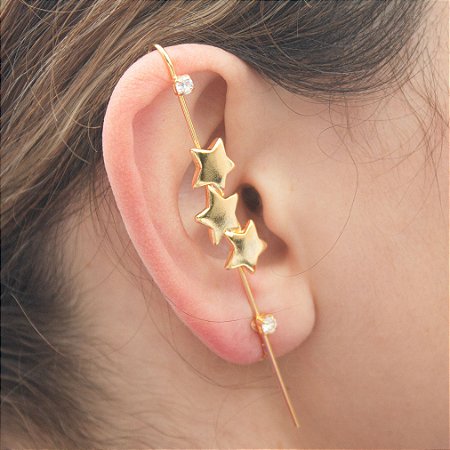 Brinco de Pressão Ear Cuff Line - Star Dourado