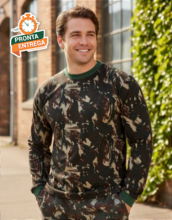 Camiseta Manga Longa Exército - 100% Algodão