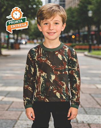 Camiseta Camuflada Manga Longa
