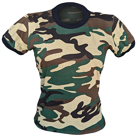 Camiseta Baby Look camuflada Americano - 100% Algodão