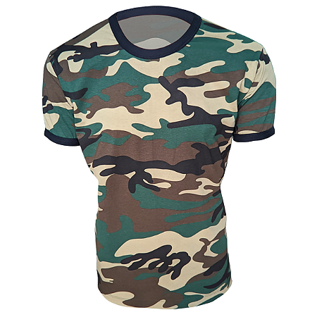 Camiseta Tática Militar Camuflado Americano Woodland
