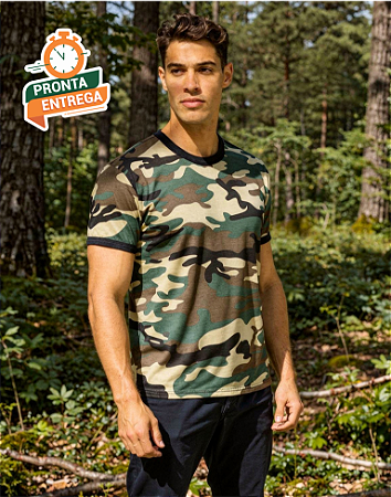 Camiseta Tática Militar Camuflado Americano Woodland