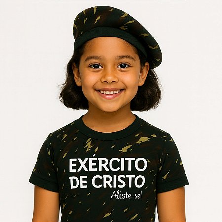 Baby Look Infantil Feminina Casual Camuflada Exercito De Cristo Luxo