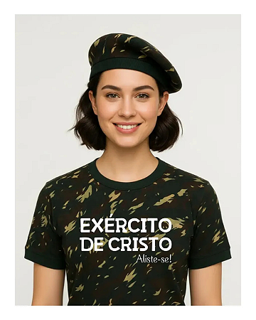 Tshirt Feminina Casual Camuflada Exercito De Cristo Luxo