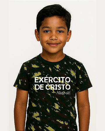 Camiseta Infantil Camuflada Exército de Cristo