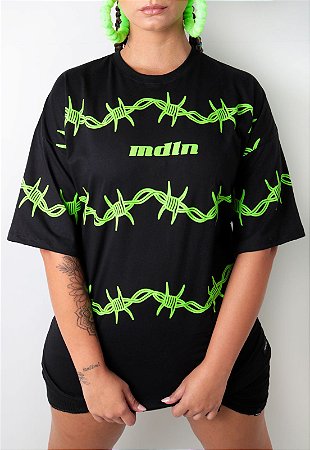 Camiseta Boy Over Arame Farpado Verde Neon