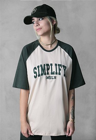 Camiseta Boy Over Raglan Simplify Verde/Bege