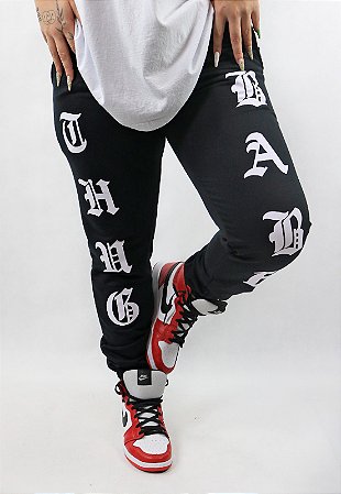 Calça Moletom Jogger Thug Babe Preta