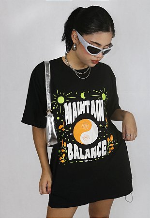 Camiseta Boyfriend Balance Preta