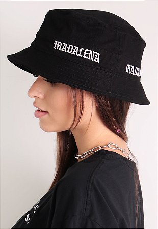 Bucket Hat Madalena Bordado Preto