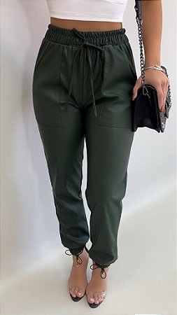 calça de linho verde militar