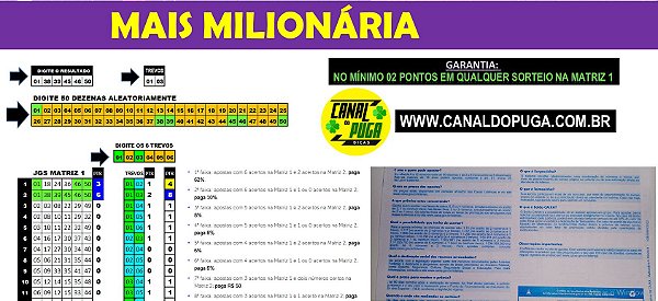 Planilha Mais Milionaria - Fechamento pra Já Começar com 2 Pontos Sempre