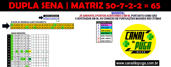 Planilha Dupla Sena | Desdobramento 50 Dezenas com Garantia em 3 Loterias