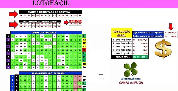 Planilha Lotofacil - 23 Dezenas Com Redução Avançada