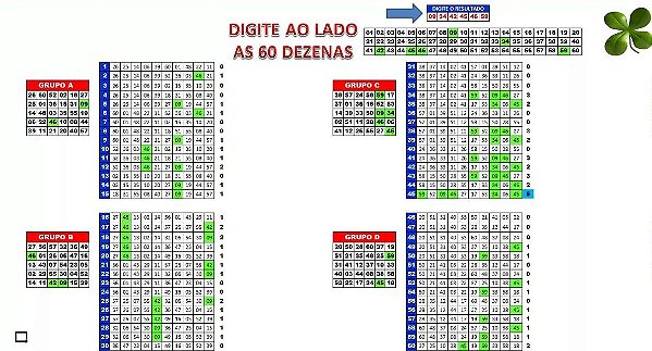 Planilha Mega Sena - 60 Dezenas Em Linhas De 10 Dezenas