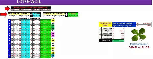 Lotofacil Planilha Gratis ESQUEMA 7 POR 7 