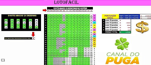 Planilha Lotofacil - Esquema Com 24 Dezenas Em Camadas