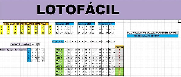 Planilha Lotofacil - 23 Dezenas Com 3 Fixas