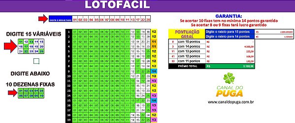 Lotofacil Planilha Gratis ESQUEMA 7 POR 7 