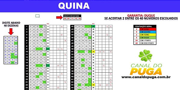 Planilha Quina - Esquema 40 Dezenas com Garantia