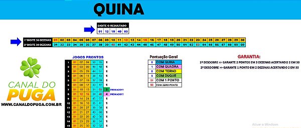 Planilha de Quina - Loteria